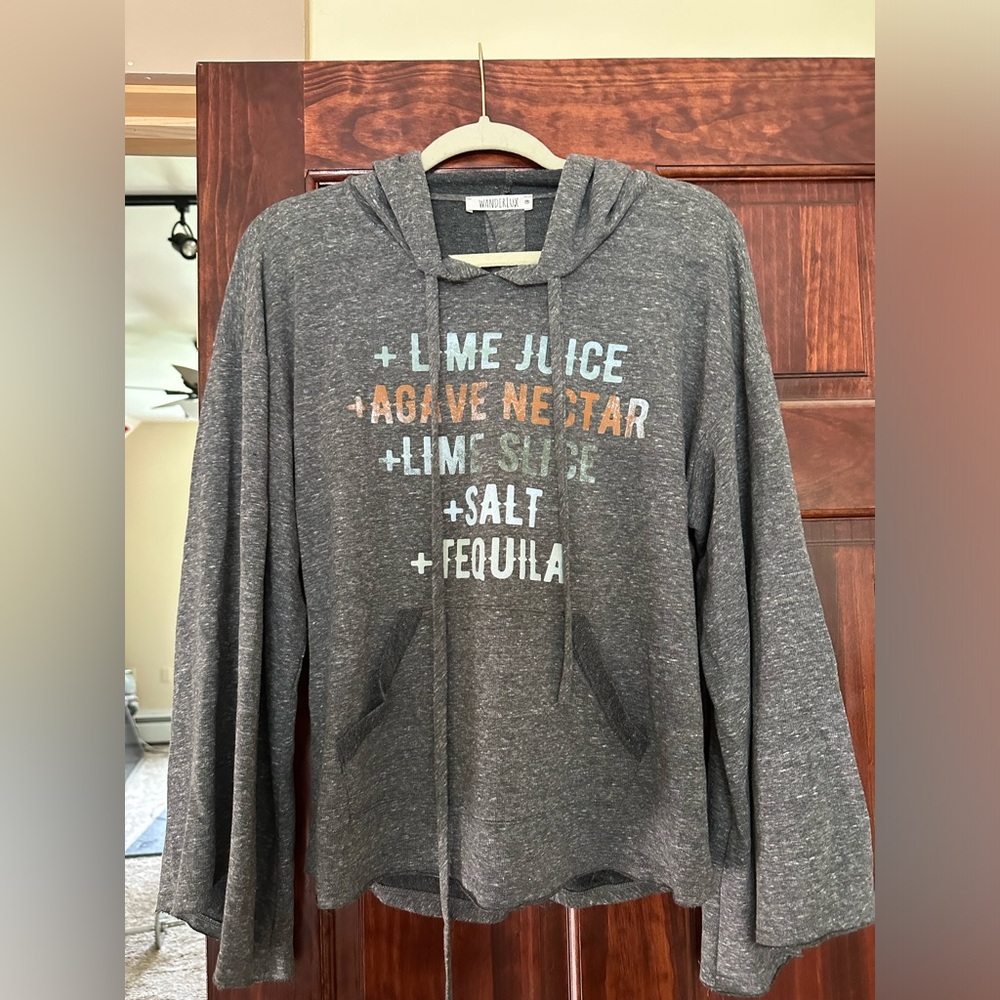 Gray Tequila Sweatshirt with Flare Sleeves